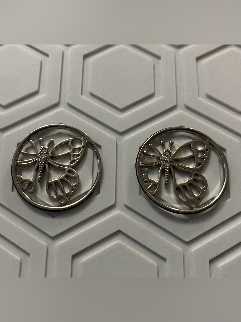 Origami Owl Large Silver Butterfly faceplate with Clear Swarovski Crystals